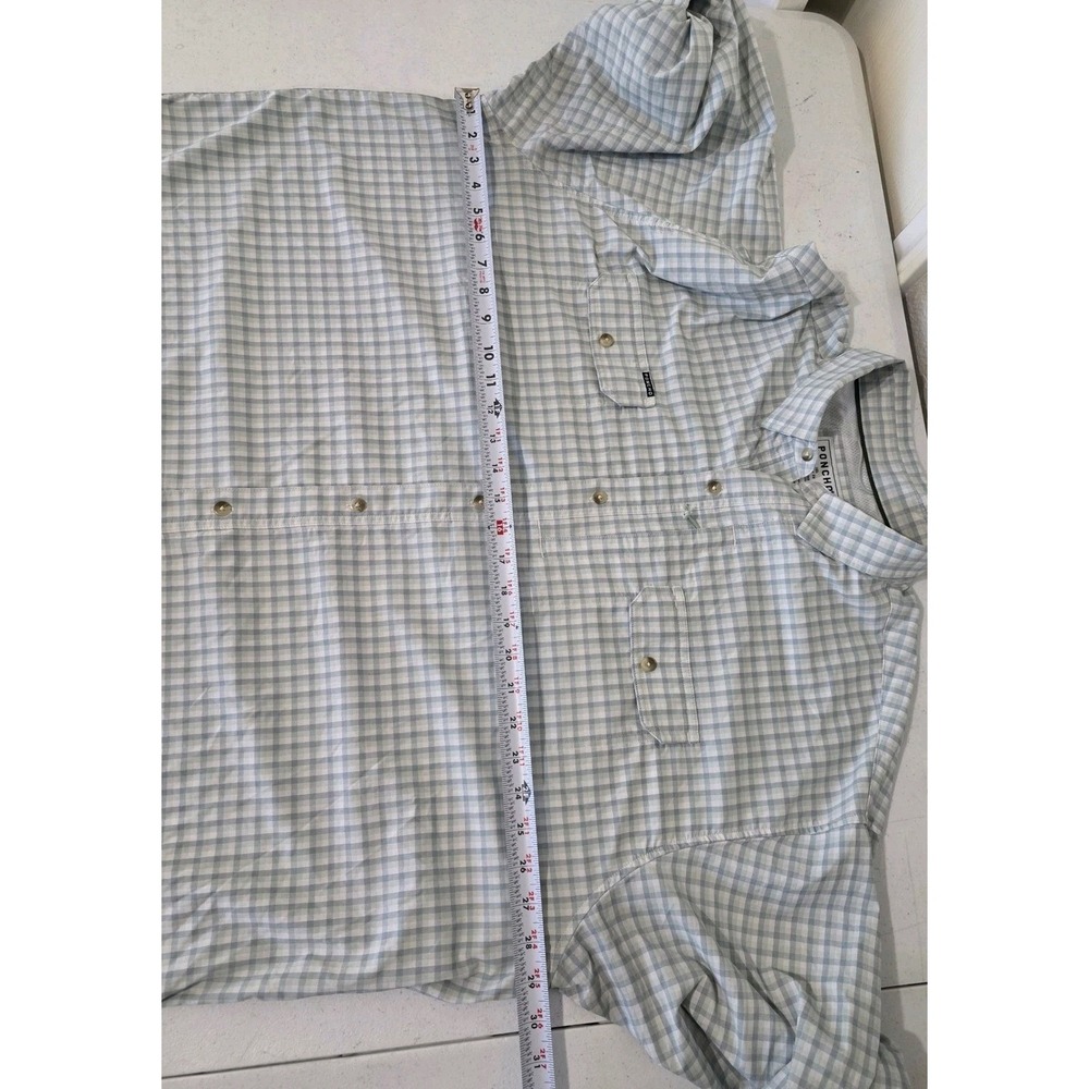 Poncho Bird Island Fishing Shirt Mens 3XL Blue Gingham Magnetic Pocket LS Vented - Picture 8 of 16